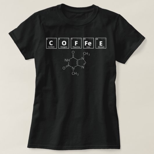 コーヒー – 周期表 Tシャツ (デザイン正面)