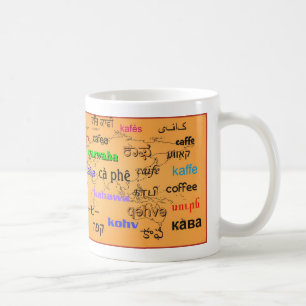 コーヒー、地図の背景との多くの言語で、 コーヒーマグカップ