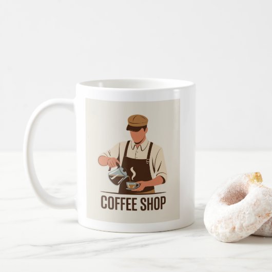 コーヒー ☕ – 居心地の良いカフェイン愛好家のデザイン コーヒーマグカップ (ドーナツ)