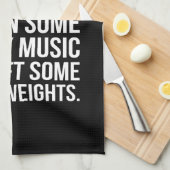 コーヒー、怒っている音楽、重い重量-おもしろいなトレーニング キッチンタオル (四つ折り)