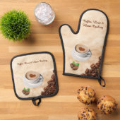 コーヒー、愛、そして家庭料理のキッチンセット 鍋つかみ&鍋敷きセット (トップダウン)