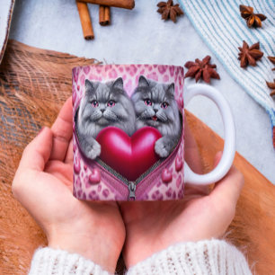 コーヒー、愛、リピート:バレンタイン朝のマグカップ ツートーンマグカップ
