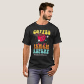 コーヒー 教える リピート 5年生 先生 ヒョウ柄 バックプリント Tシャツ (正面フル)