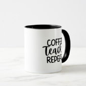 「コーヒー、教える、繰り返す」おかしい教師ギフト マグカップ (正面右)