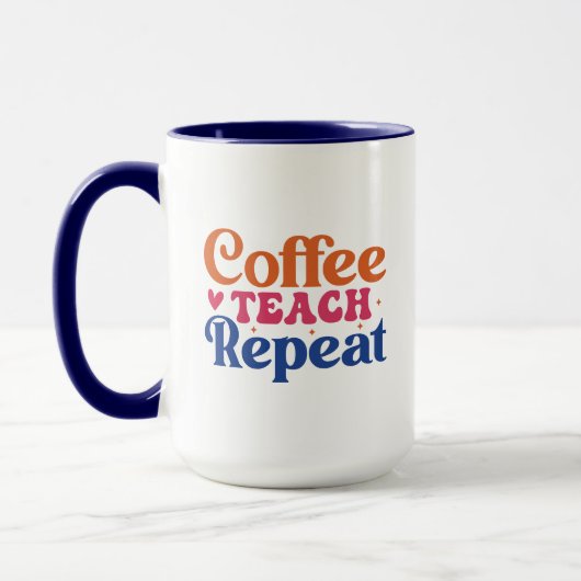 コーヒー 教える 繰り返す ワードアート マグカップ (左)