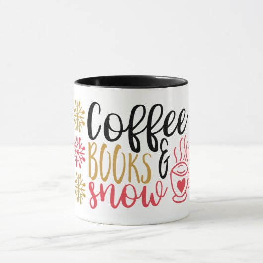 コーヒー、書籍、雪マグカップ マグカップ (中央)