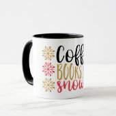 コーヒー、書籍、雪マグカップ マグカップ (正面左)