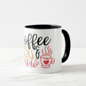 コーヒー、書籍、雪マグカップ マグカップ (正面右)