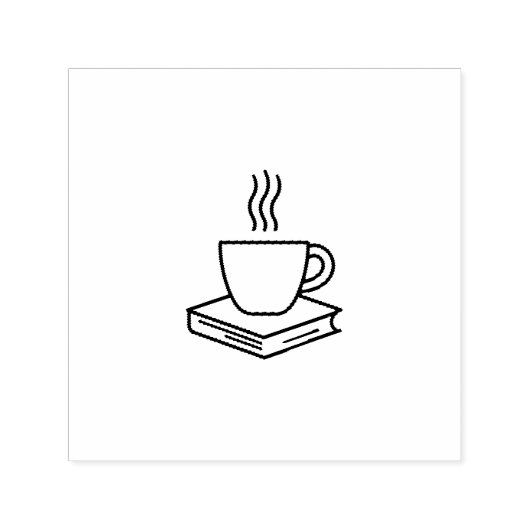コーヒー＆本の図書館スタンプ セルフインキングスタンプ (デザイン)