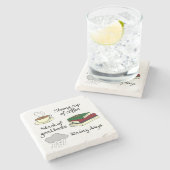 コーヒー、本及び雨 ストーンコースター (横)