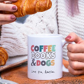 コーヒー、本、犬 – かわいい コーヒーマグカップ