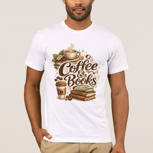 コーヒー&本Tシャツ | コーヒー愛好家へのギフト Tシャツ (正面)