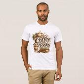 コーヒー&本Tシャツ | コーヒー愛好家へのギフト Tシャツ (正面フル)