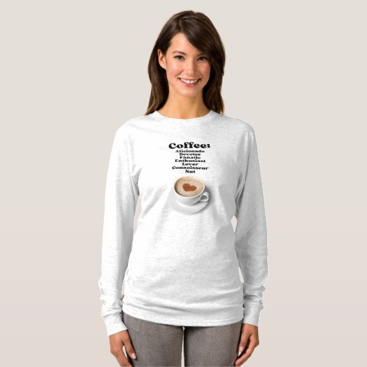 コーヒー:熱狂的ファン愛好家ラブ Tシャツ (正面フル)