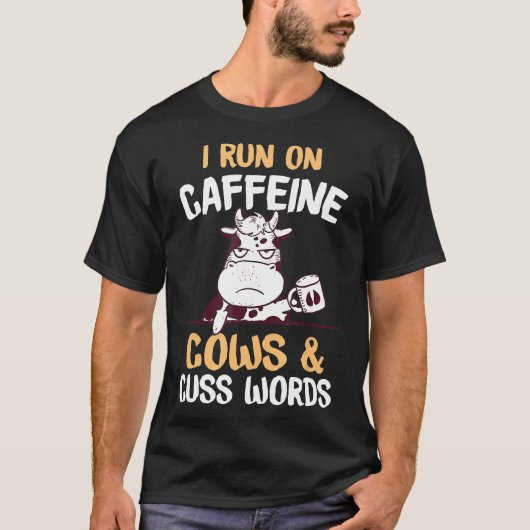 コーヒー 牛 激辛言葉で走る Tシャツ (正面)
