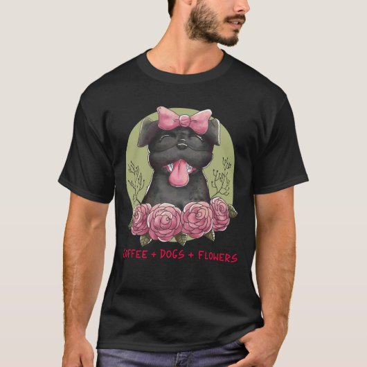 コーヒー+犬+花 Tシャツ (正面)