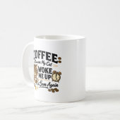 コーヒー、猫に起こされたから コーヒーマグカップ (正面左)