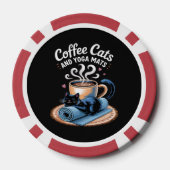 コーヒー 猫 と ヨガマット 面白い 猫 ヨガ ポーカーチップ (裏面)