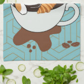 コーヒー 猫 スパ キッチンタオル (折り畳み)