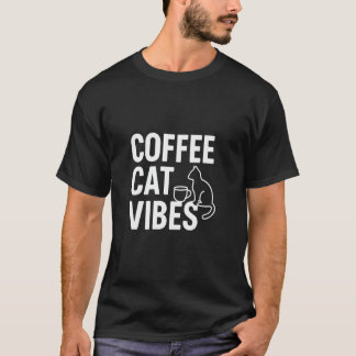コーヒー 猫 ビブラ カワイイ ミニマリスト 猫とコーヒー デ Tシャツ