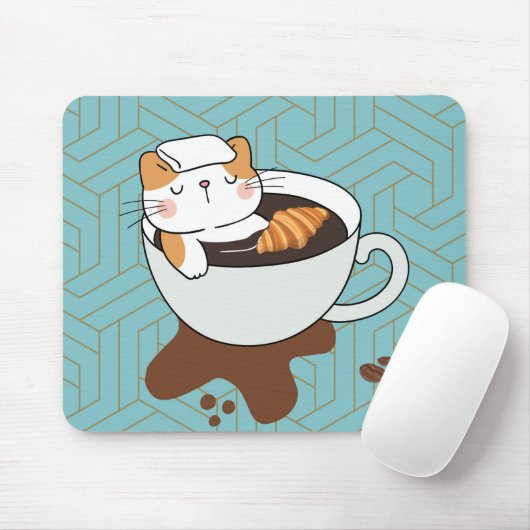 コーヒー 猫 マウスパッド (マウス)