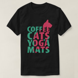 コーヒー、猫、ヨガマット Tシャツ