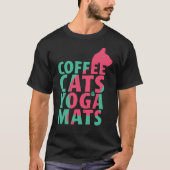 コーヒー、猫、ヨガマット Tシャツ (正面)
