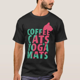 コーヒー、猫、ヨガマット Tシャツ