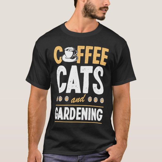 コーヒー 猫 園芸 猫 ガーデナー Tシャツ (正面)