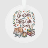コーヒー 猫 本のある暮らし オーナメント (裏面)