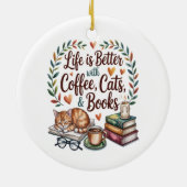 コーヒー 猫 本のある暮らし セラミックオーナメント (裏面)