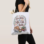 コーヒー 猫 本のある暮らし トートバッグ (クローズアップ)