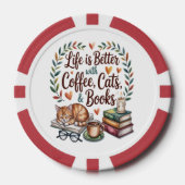 コーヒー 猫 本のある暮らし ポーカーチップ (正面)
