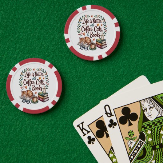 コーヒー 猫 本のある暮らし ポーカーチップ (ポーカーテーブル (ダブル))
