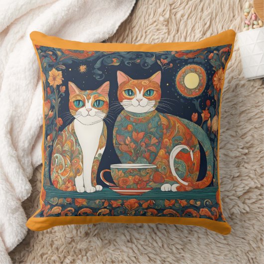 コーヒー 猫 枕 (ブランケット)