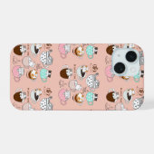 コーヒー 猫 楽しい iPhone 15ケース (裏面横)