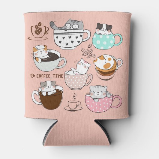 コーヒー 猫 面白い 缶クーラー (正面)