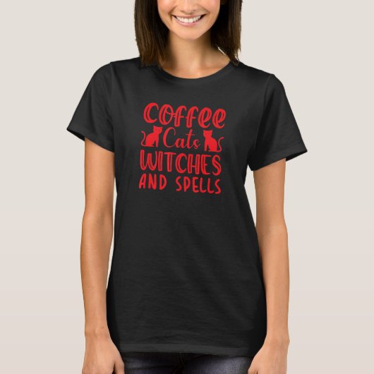 コーヒー 猫 魔女と魔法 Tシャツ (正面)