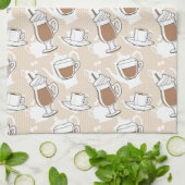 コーヒー、甘いパターン キッチンタオル (折り畳み)