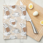 コーヒー、甘いパターン キッチンタオル (四つ折り)
