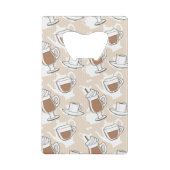 コーヒー、甘いパターン クレジットカード栓抜き (裏面)