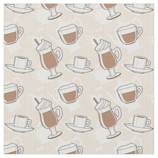コーヒー、甘いパターン ファブリック (クローズアップ)