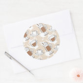 コーヒー、甘いパターン ラウンドシール (封筒)