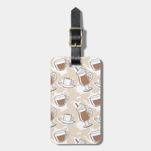 コーヒー、甘いパターン ラゲッジタグ (正面縦)