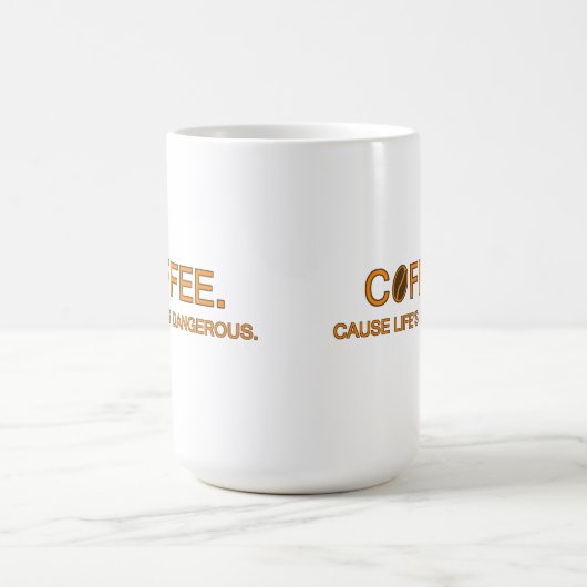 コーヒー.生命の危険なおもしろい引用文 コーヒーマグカップ (中央)