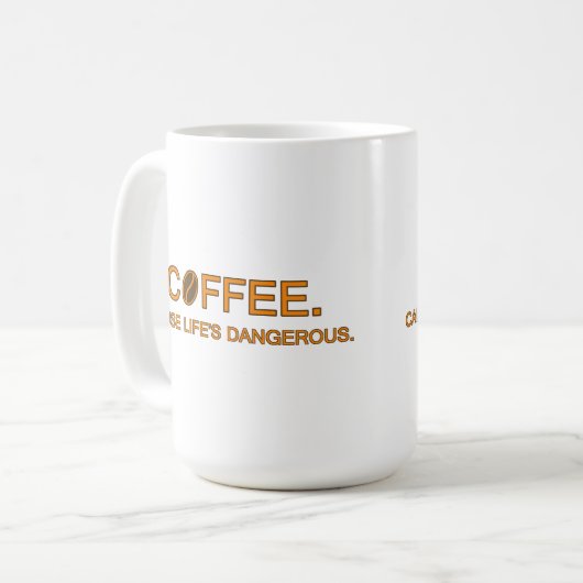 コーヒー.生命の危険なおもしろい引用文 コーヒーマグカップ (正面左)