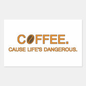 コーヒー.生命の危険なスローガン中毒の原因 長方形シール (正面)