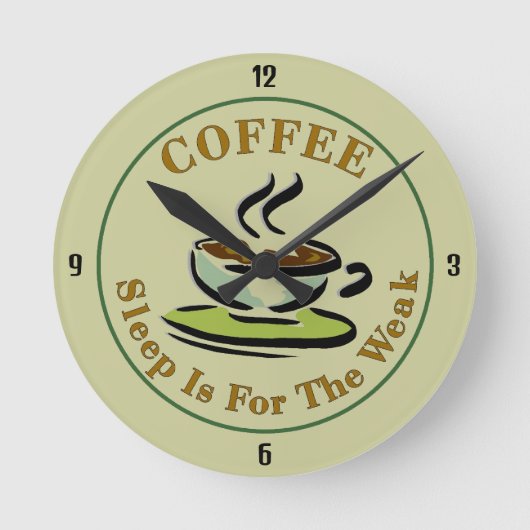 コーヒー:睡眠は弱いために ラウンド壁時計 (正面)