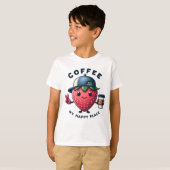 コーヒー:私の幸せな場所 – クール Strawberry Tシャツ (正面フル)