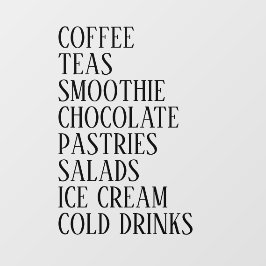 コーヒー、紅茶&サラダ窓ビニール – 透明食品 ウィンドウサイン